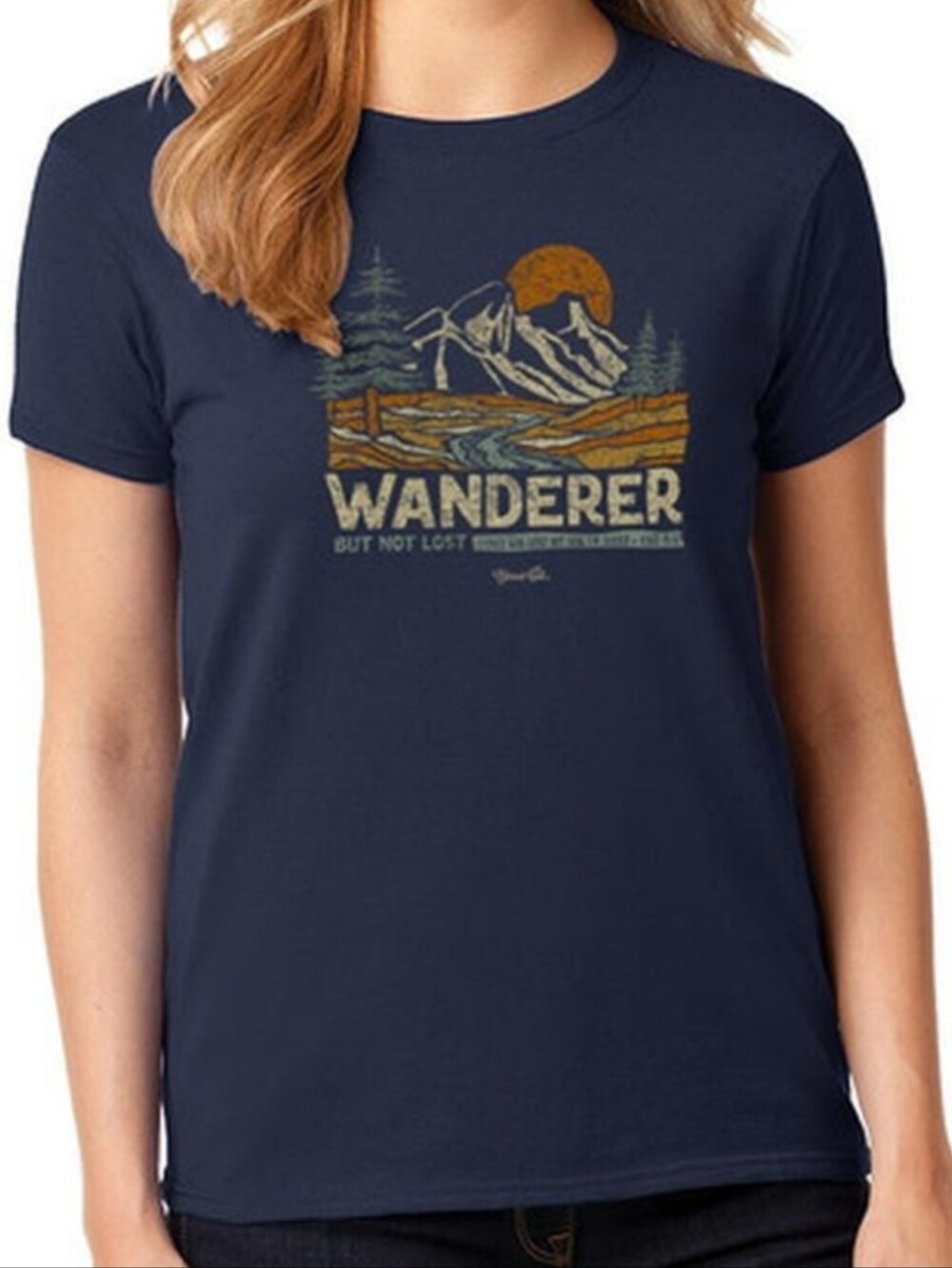 Blessed Girl Wanderer But Not Lost Navy Graphic Tee Shirt Luke 15:32 Size Large